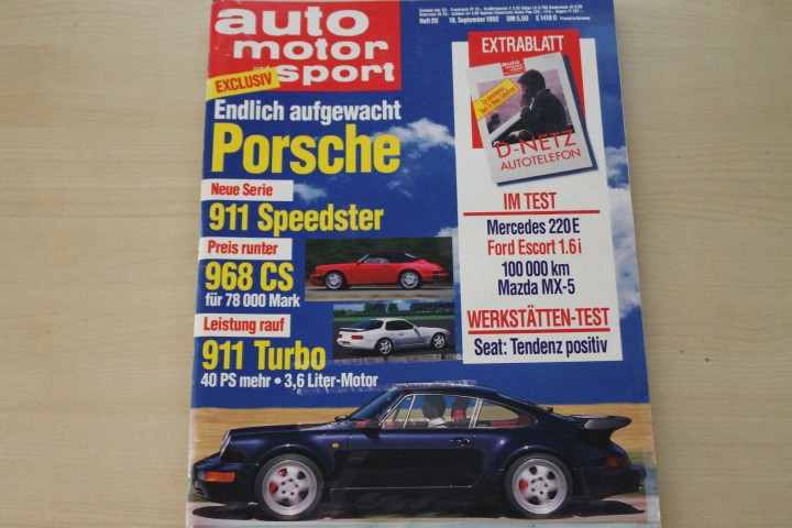 Deckblatt Auto Motor und Sport (20/1992)